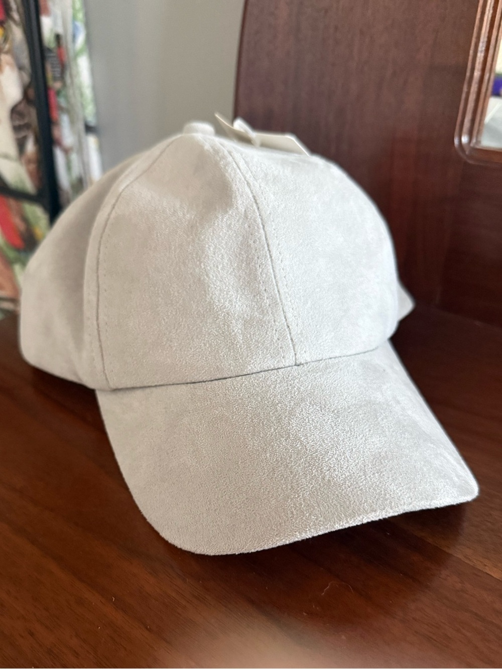 Suede Style Baseball Cap - Light Gray